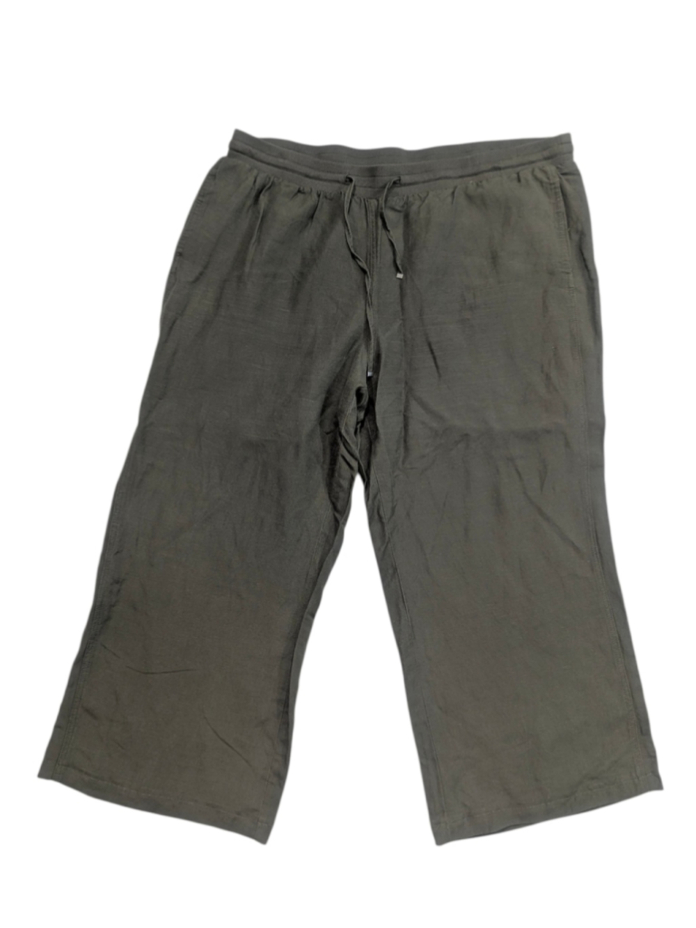 Lane Bryant Olive Linen Blend Cropped Pants Size 22 24